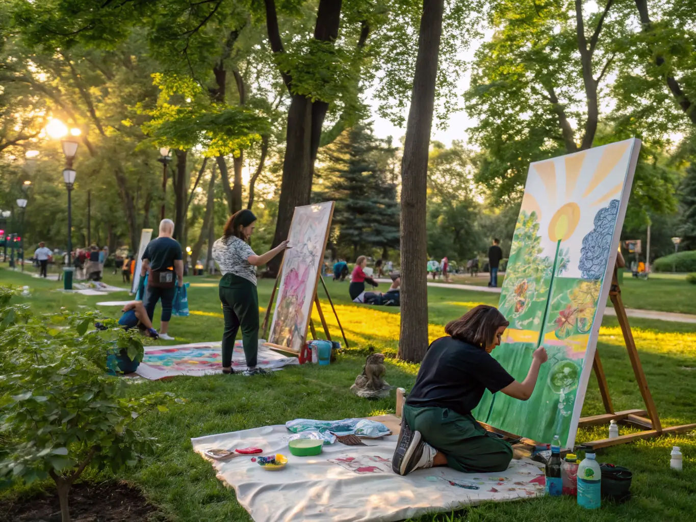 A collaborative event at WOOD FACTORY, showing artists and community members working together on a project, emphasizing the organization's dedication to strengthening community engagement and cultural dialogue.